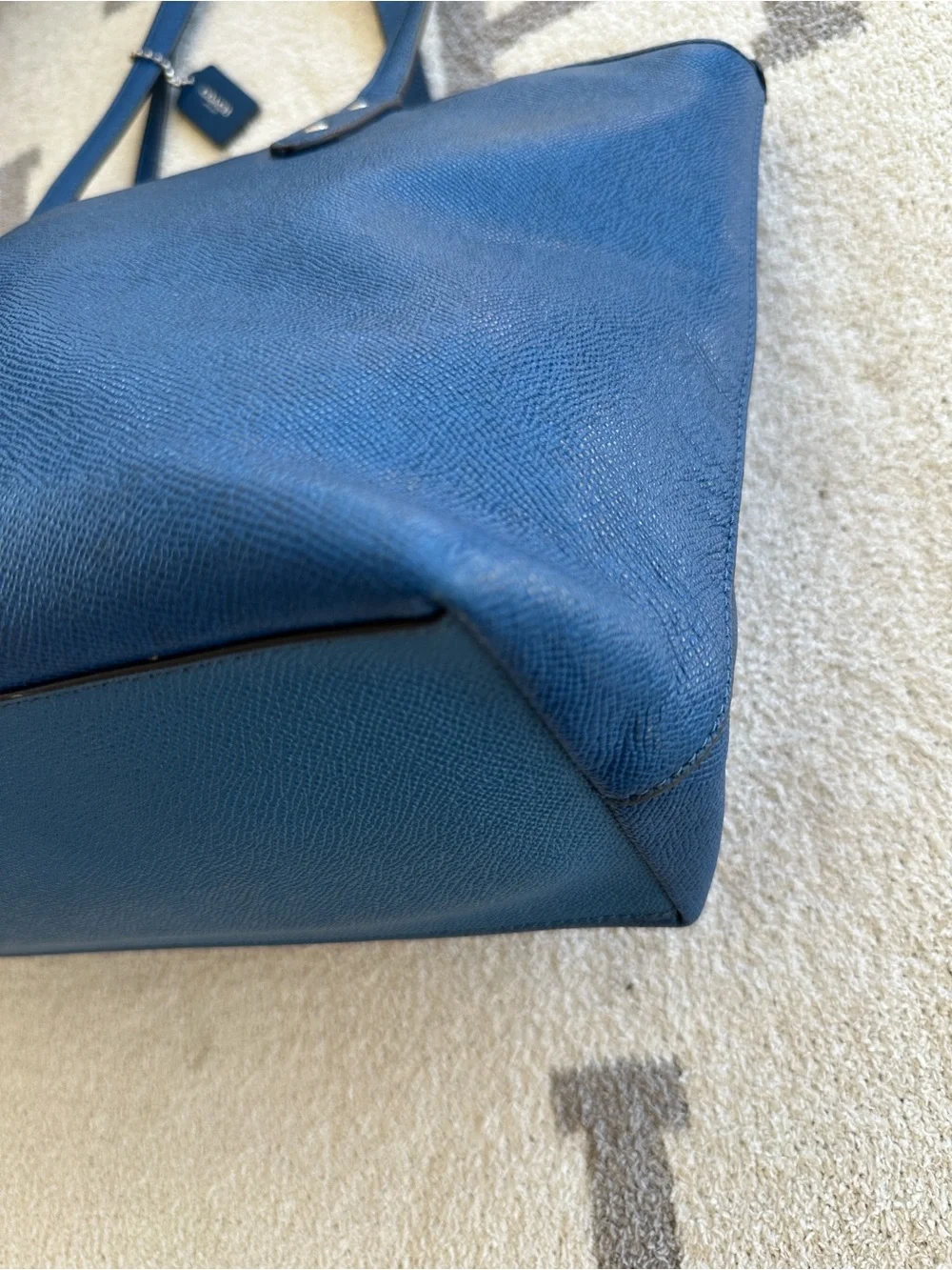Coach Navy Pebbled Leather Tote - Coach